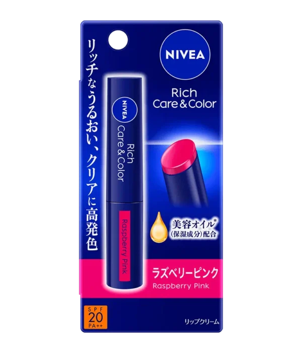 Nivea Rich Care & Color Lip Raspberry Pink Moisturizing Tinted Lip Balm 2g - Image 3