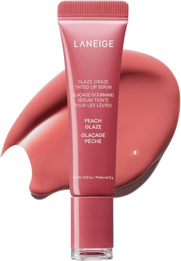 Laneige Glaze Tin Trip Serum, Peach Glaze, 0.4 oz (12 g), Lip Balm, Lip Mask, Moisturizer,